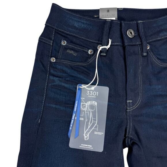 G-Star Raw 3301 High Waisted Skinny Jean In Dark Aged Women's Size 24 - Picture 5 of 9